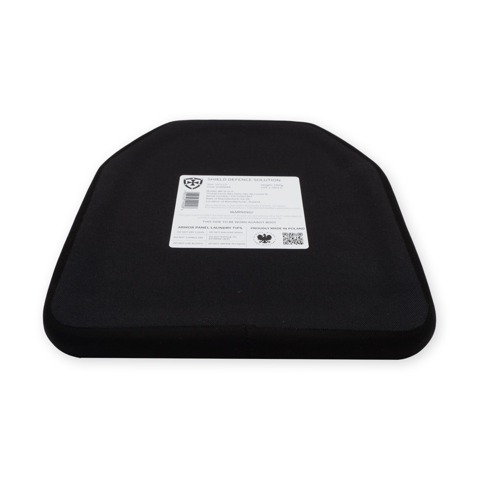 10"x12” Flat SAPI Back Plate - Shield Defence Solution
