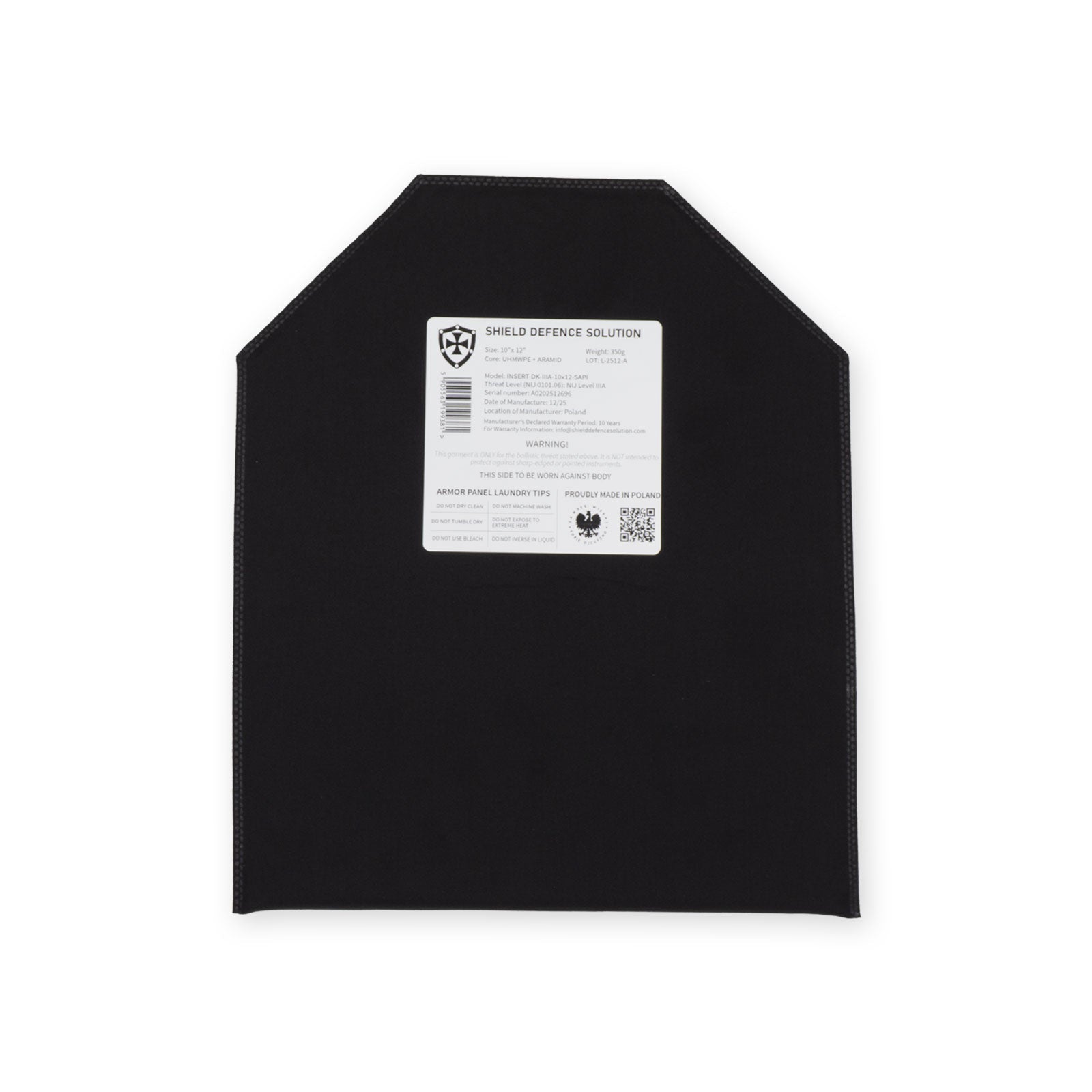 10"x12" SAPI Soft Armor Insert - Shield Defence Solution