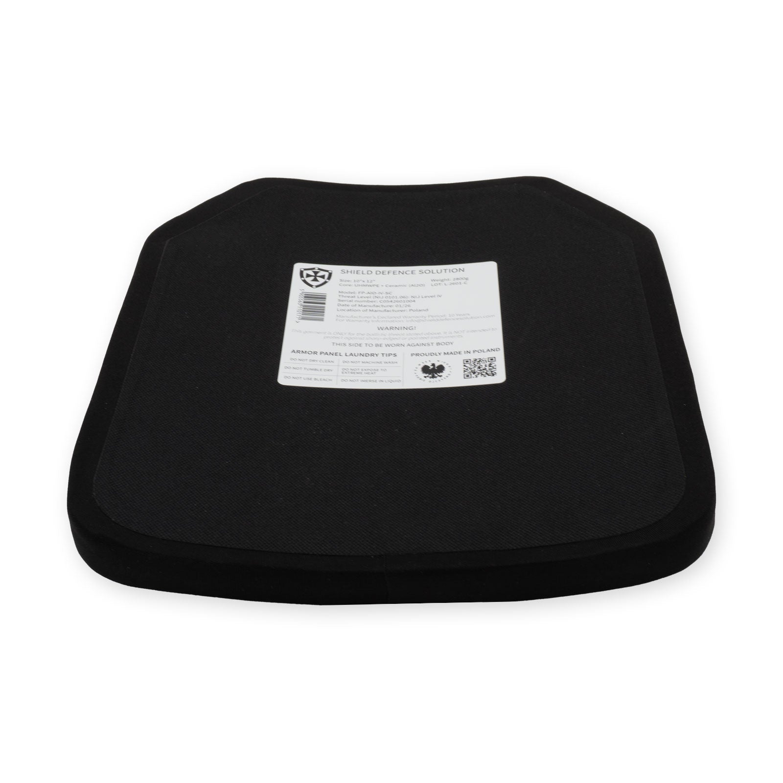 10"x12" Single Curve SAPI Front Plate - Ceramic (AlO) - Shield Defence Solution