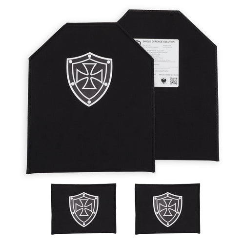 25 × 30 cm minkštųjų šarvų įdėklų komplektas SAPI – priekinė, galinė ir šoninės plokštės