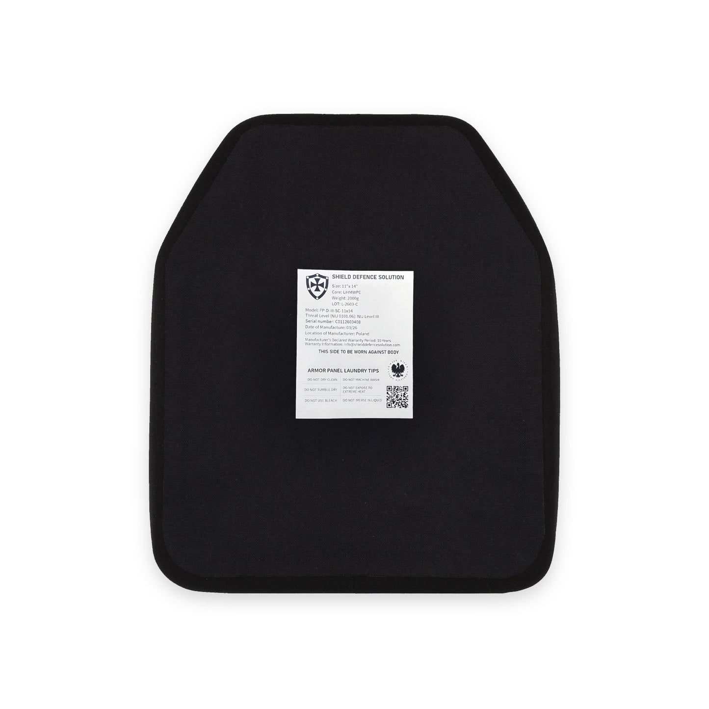 28 × 36 cm SAPI balistinė plokštė – viengubai išlenkta priekinė